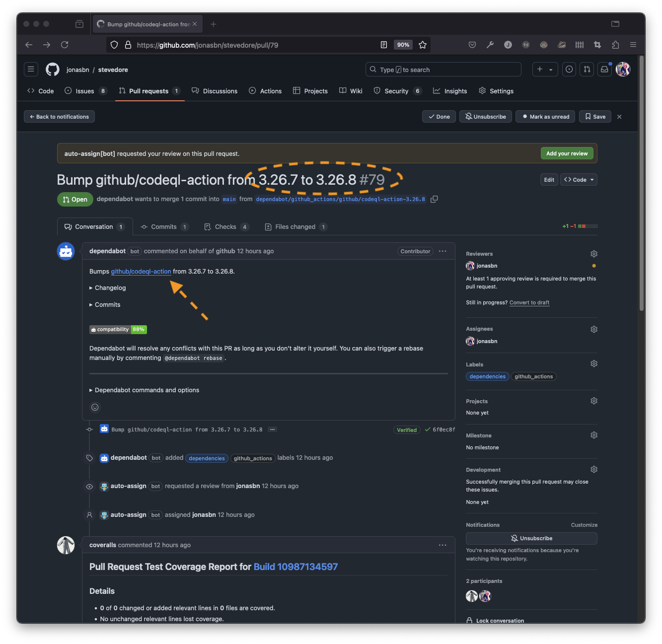 Screenshot of PR